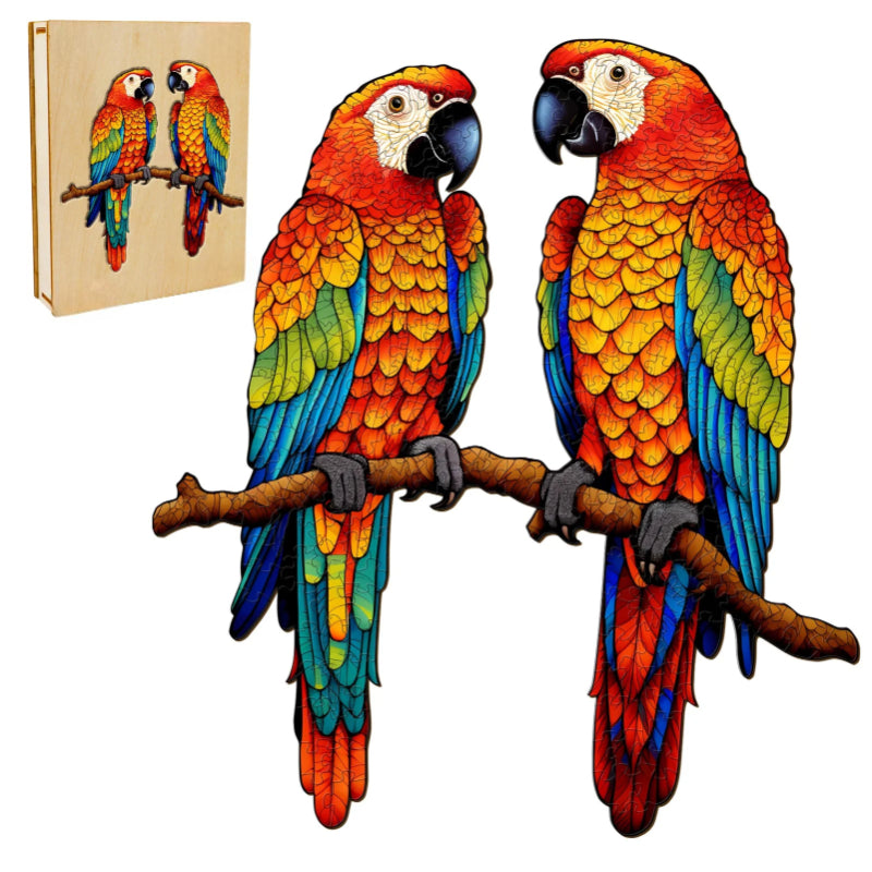 Wooden Talking Parrots Jigsaw Puzzle