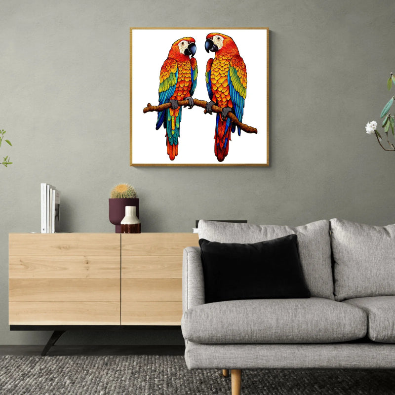 Wooden Talking Parrots Jigsaw Puzzle