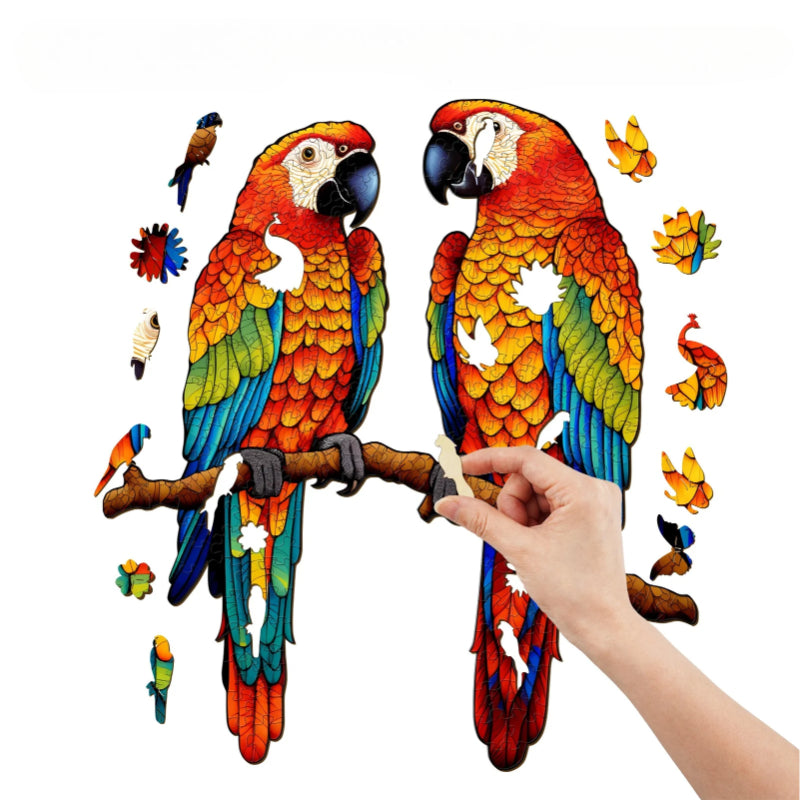 Wooden Talking Parrots Jigsaw Puzzle