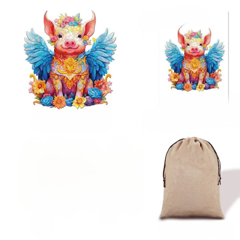 Angel Pig Wooden Jigsaw Puzzle