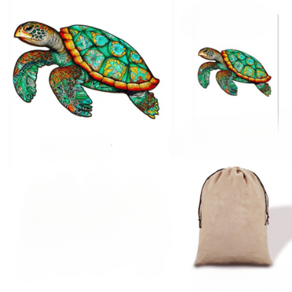 Mysterious Sea Turtle Wooden Jigsaw Puzzle