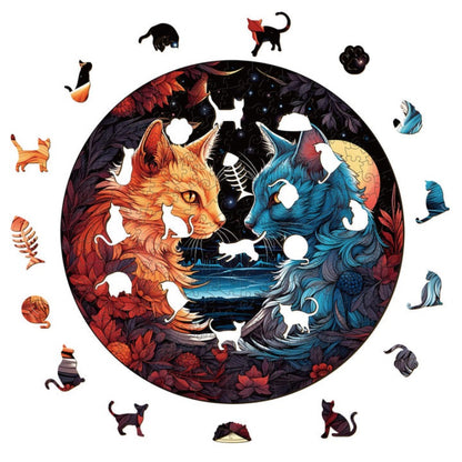 Yin Yang Cat Wooden Jigsaw Puzzle