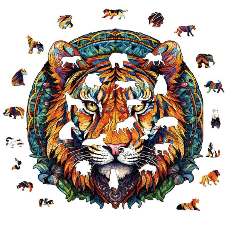 Mandala Tiger Wooden Jigsaw Puzzle