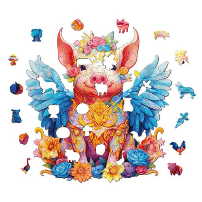 Angel Pig Wooden Jigsaw Puzzle