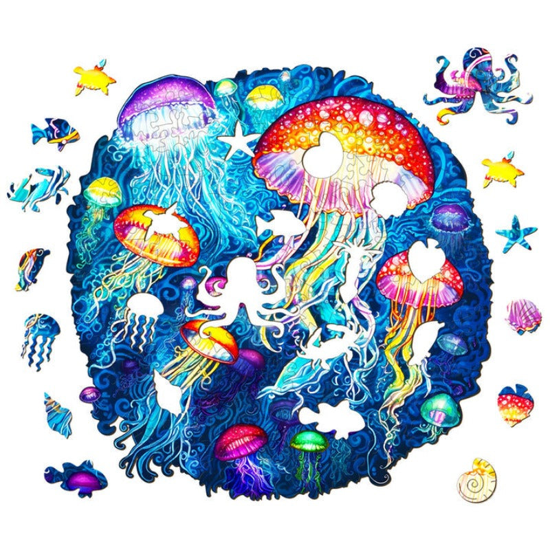 Colorful Jellyfish Wooden Jigsaw Puzzle