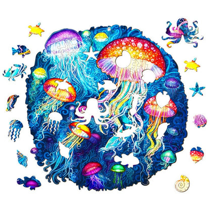 Colorful Jellyfish Wooden Jigsaw Puzzle