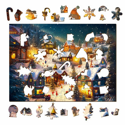 Christmas Village Wooden Jigsaw Puzzle