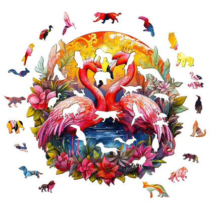 Crowned Flamingo Wooden Jigsaw Puzzle