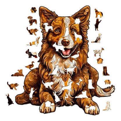 Smart Border Collie Wooden Jigsaw Puzzle