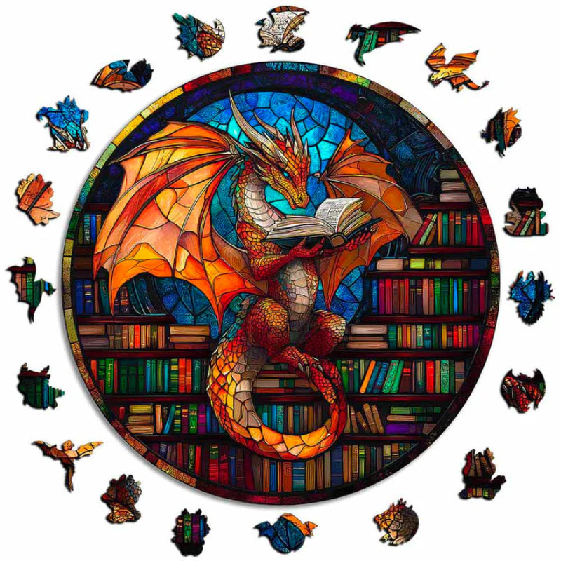 Library Themed Dragon Wooden Puzzle