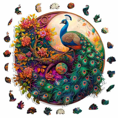 Peacock Jigsaw Puzzle With Floral Design