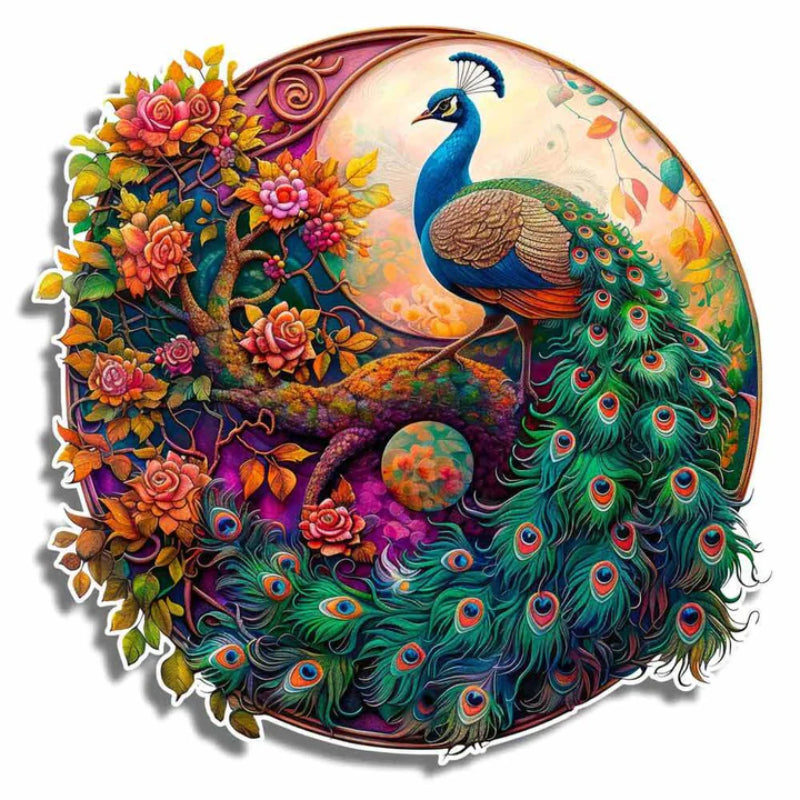 Peacock Jigsaw Puzzle With Floral Design