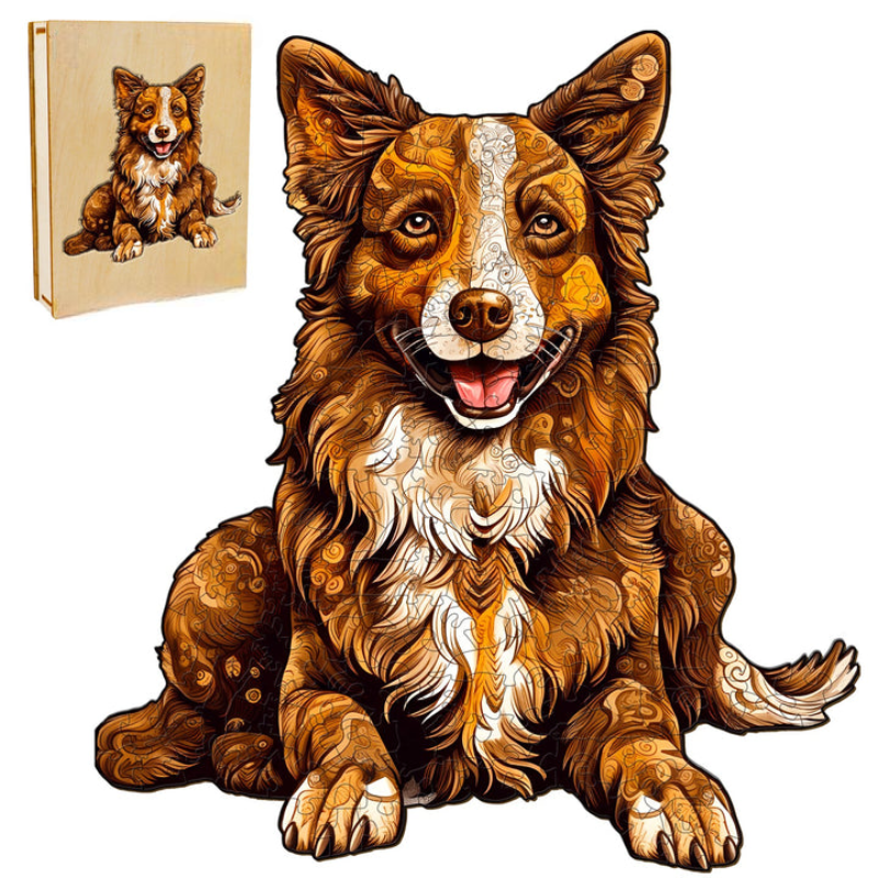 Smart Border Collie Wooden Jigsaw Puzzle