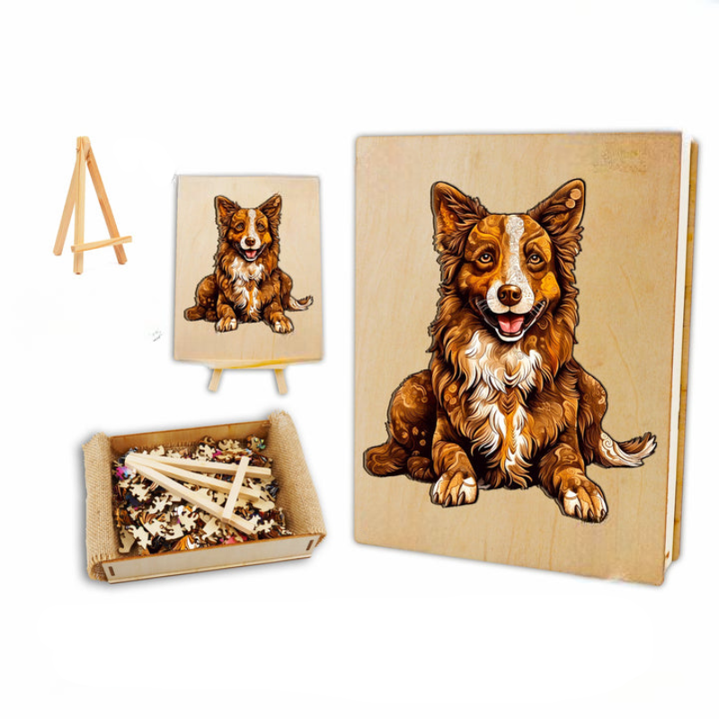 Smart Border Collie Wooden Jigsaw Puzzle