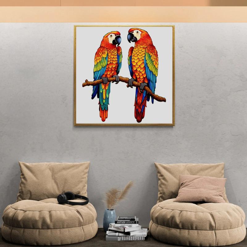 Wooden Talking Parrots Jigsaw Puzzle