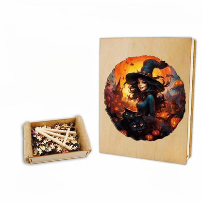 Witches And Cats Wooden Jigsaw Puzzle