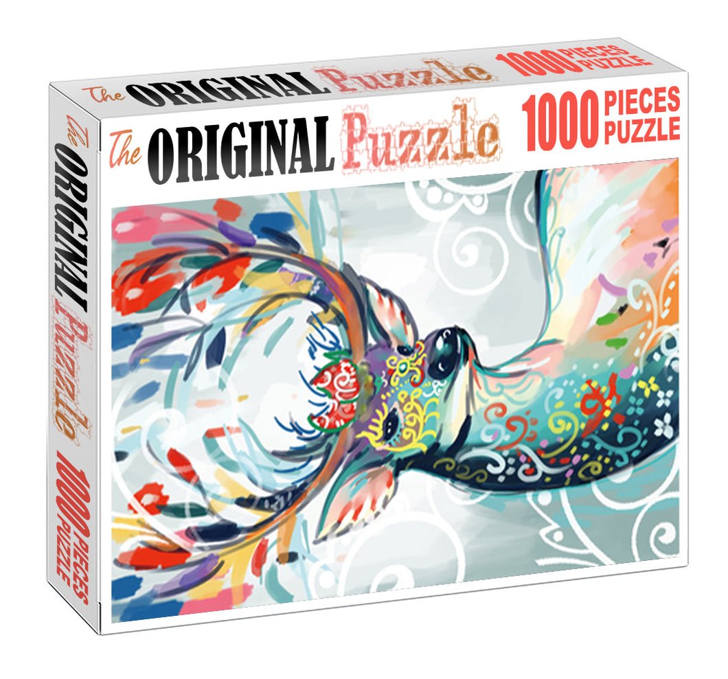 Abstract Art of Reindeer Wooden 1000 Piece Jigsaw Puzzle Toy For Adults and Kids
