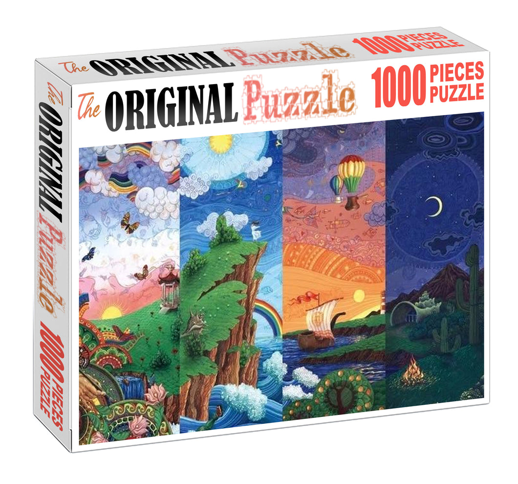 Four Parts of the Day Wooden 1000 Piece Jigsaw Puzzle Toy For Adults and Kids