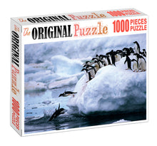 Penguin's First Dive is Wooden 1000 Piece Jigsaw Puzzle Toy For Adults and Kids