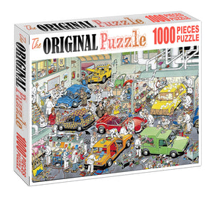 Car Service Station is Wooden 1000 Piece Jigsaw Puzzle Toy For Adults and Kids