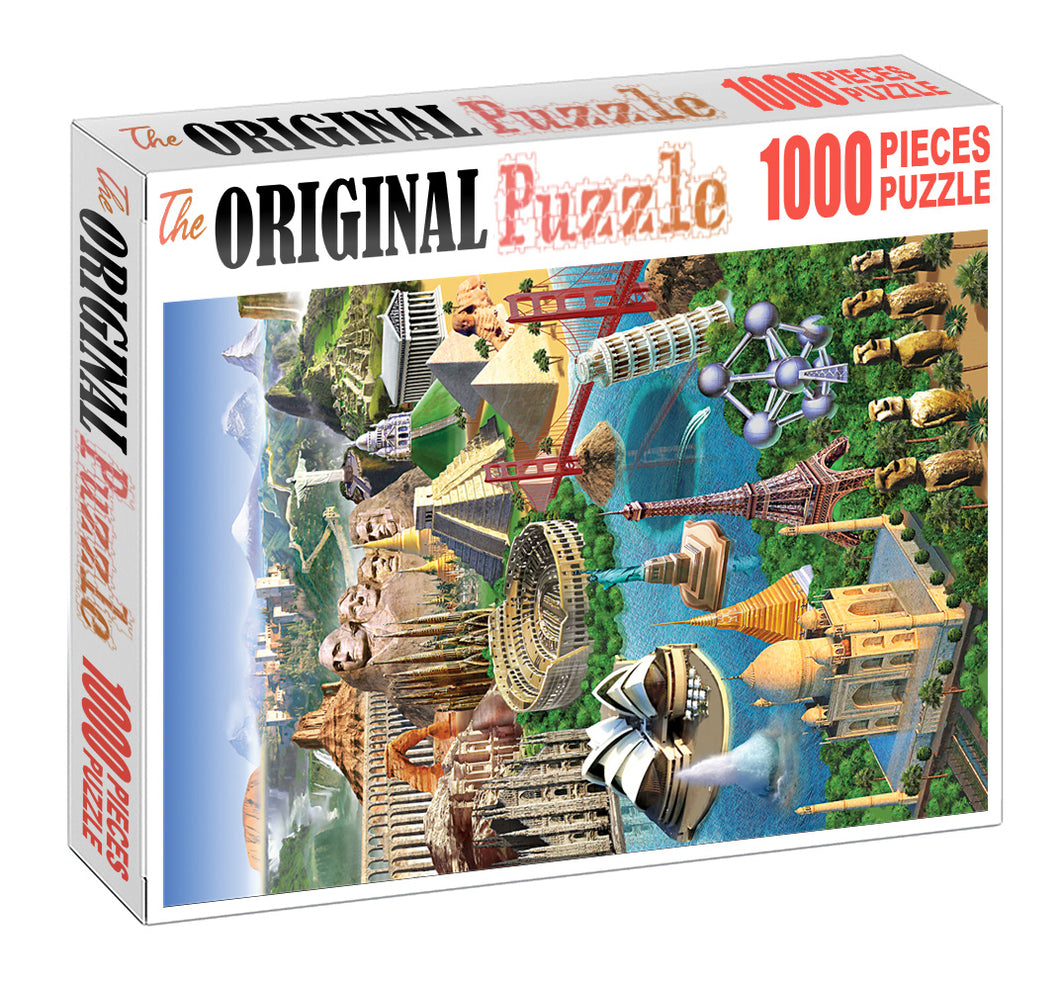 3D Modelling of 7 Wonders is Wooden 1000 Piece Jigsaw Puzzle Toy For Adults and Kids