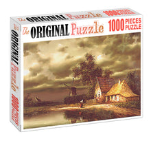 Village Windmill is Wooden 1000 Piece Jigsaw Puzzle Toy For Adults and Kids