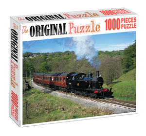 Steam Engine Train is Wooden 1000 Piece Jigsaw Puzzle Toy For Adults and Kids