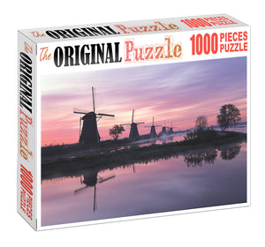 Row of Windmills is Wooden 1000 Piece Jigsaw Puzzle Toy For Adults and Kids