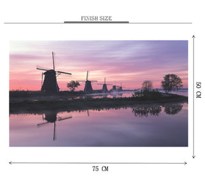Row of Windmills is Wooden 1000 Piece Jigsaw Puzzle Toy For Adults and Kids