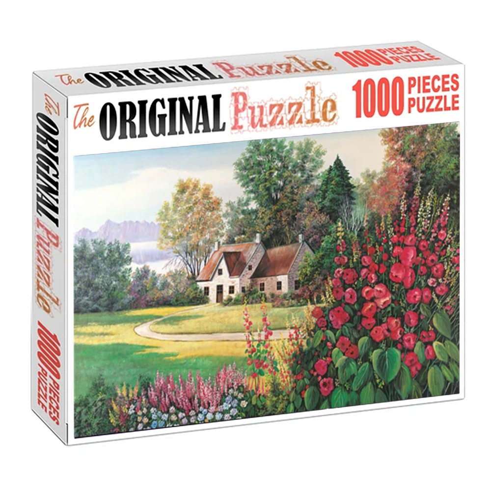 Floral And Colorful Village Wooden 1000 Piece Jigsaw Puzzle Toy For Adults and Kids