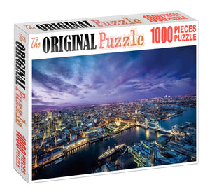 Ariel view of London City Wooden 1000 Piece Jigsaw Puzzle Toy For Adults and Kids