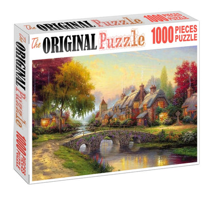 Country Village is Wooden 1000 Piece Jigsaw Puzzle Toy For Adults and Kids