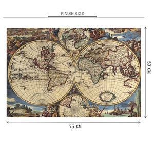 Ancient Map of the World is Wooden 1000 Piece Jigsaw Puzzle Toy For Adults and Kids