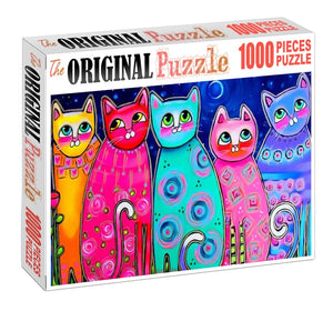 Cat's Oil Pastol Drawing is Wooden 1000 Piece Jigsaw Puzzle Toy For Adults and Kids