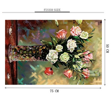White Rose Vase is Wooden 1000 Piece Jigsaw Puzzle Toy For Adults and Kids