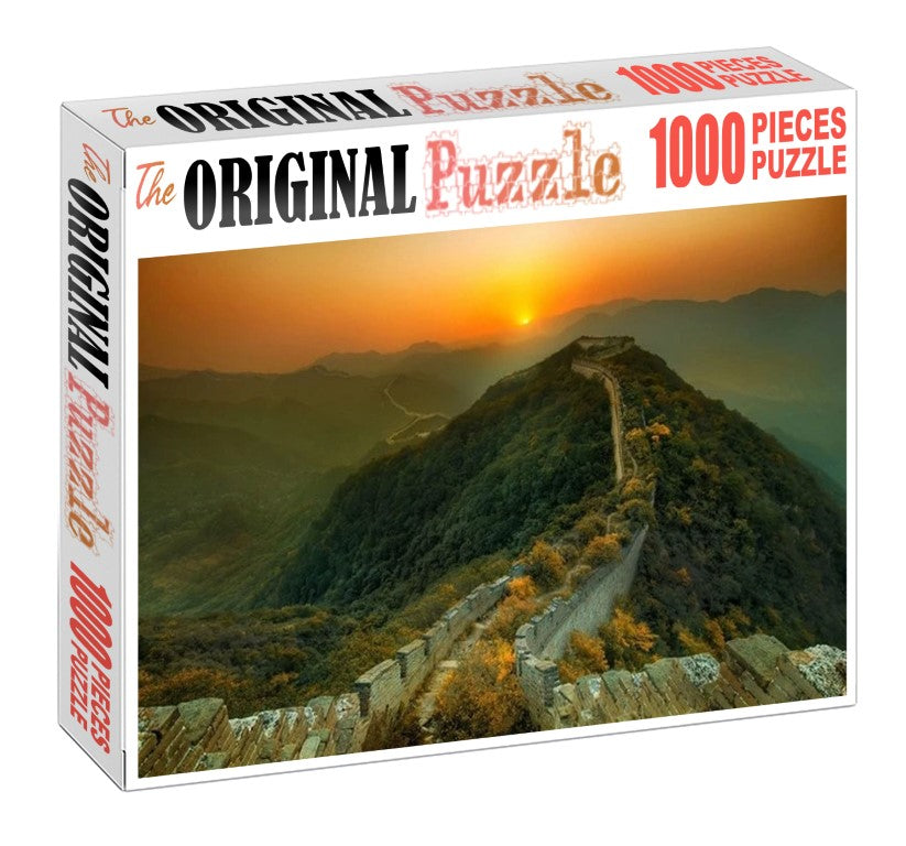 Great Wall Sunset Wooden 1000 Piece Jigsaw Puzzle Toy For Adults and Kids