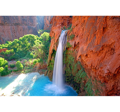 Red Mountain Waterfall Wooden 1000 Piece Jigsaw Puzzle Toy For Adults and Kids