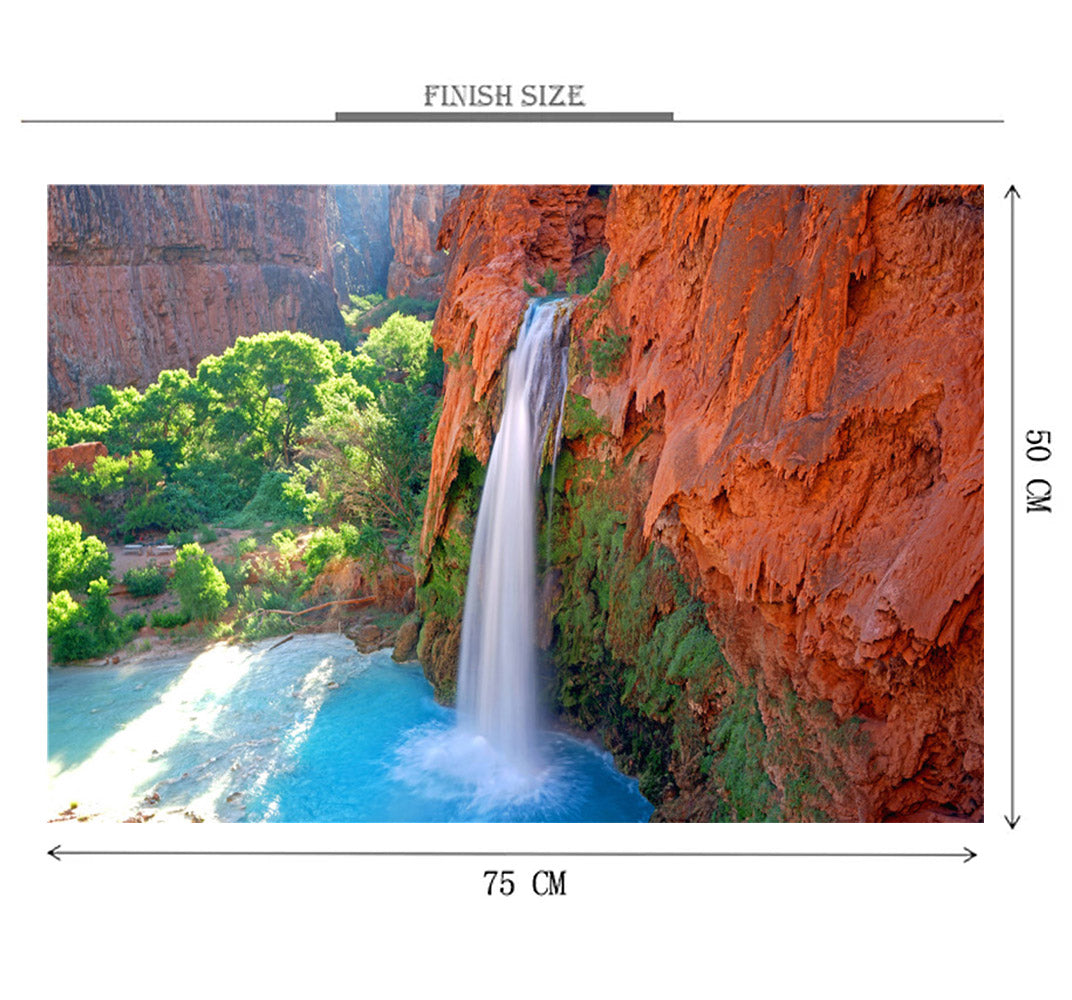 Red Mountain Waterfall Wooden 1000 Piece Jigsaw Puzzle Toy For Adults and Kids