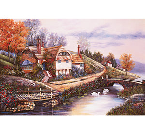 Village Home Scenery is Wooden 1000 Piece Jigsaw Puzzle Toy For Adults and Kids