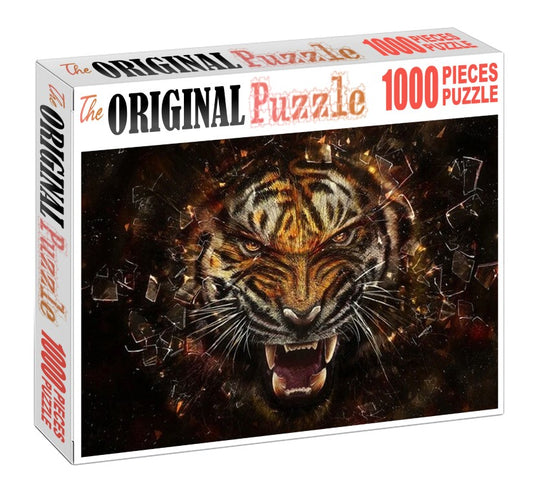Tiger through Glass is Wooden 1000 Piece Jigsaw Puzzle Toy For Adults and Kids