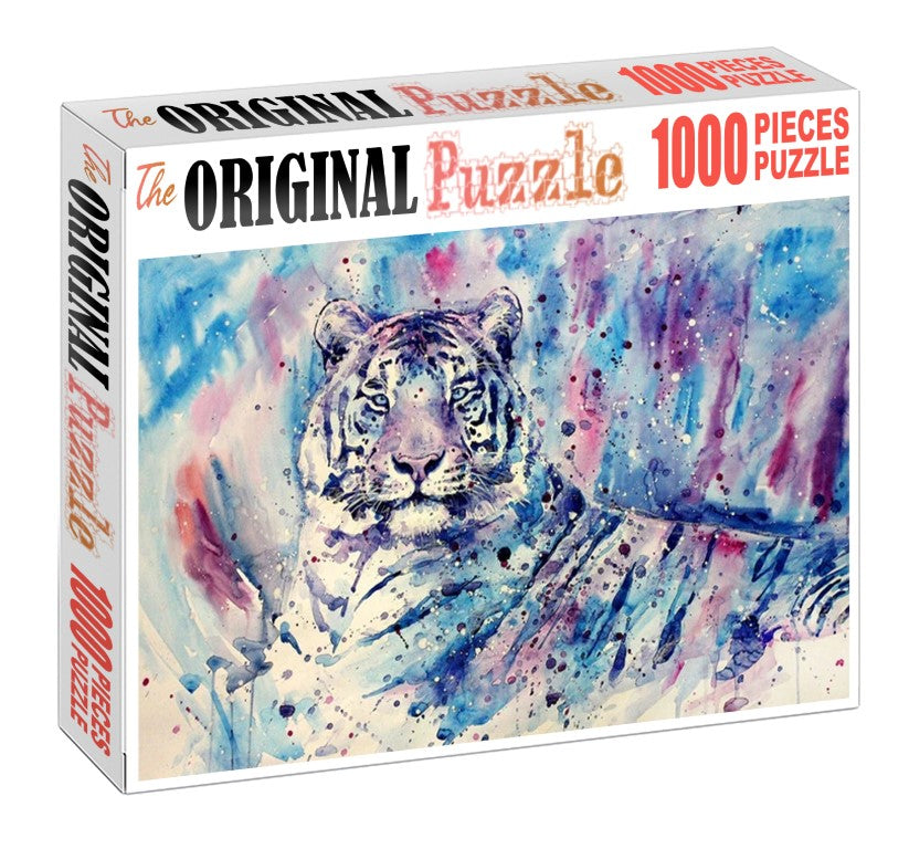 White Tiger Spray Paint is Wooden 1000 Piece Jigsaw Puzzle Toy For Adults and Kids