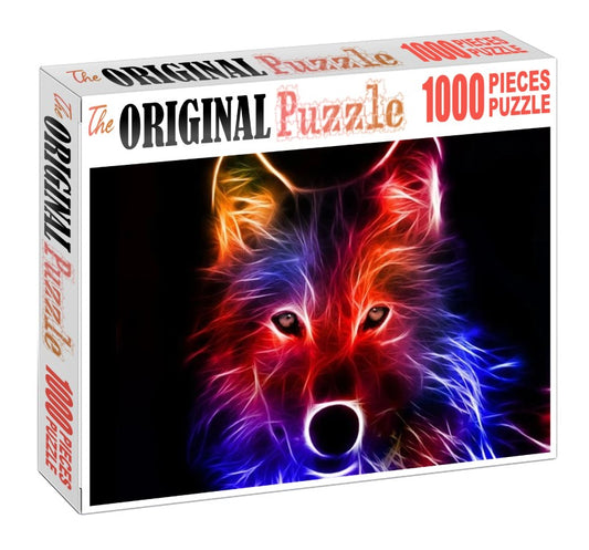 Neon Wolf is Wooden 1000 Piece Jigsaw Puzzle Toy For Adults and Kids