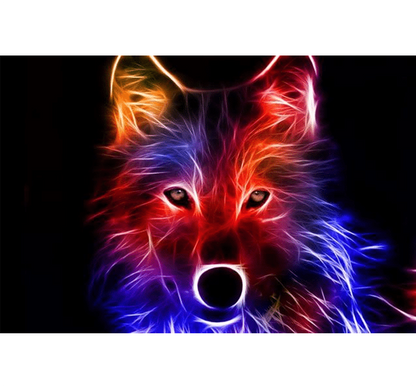 Neon Wolf is Wooden 1000 Piece Jigsaw Puzzle Toy For Adults and Kids