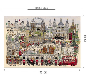 London Tour Artwork Wooden 1000 Piece Jigsaw Puzzle Toy For Adults and Kids