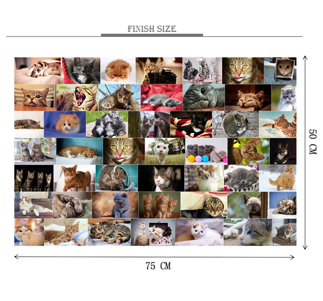 Cat Breeds Wooden 1000 Piece Jigsaw Puzzle Toy For Adults and Kids