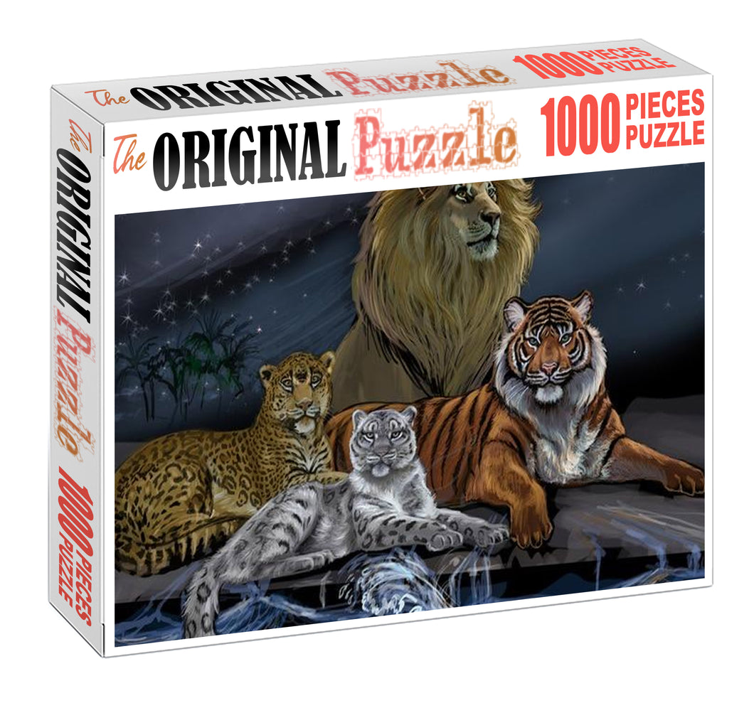 Wild Cats Wooden 1000 Piece Jigsaw Puzzle Toy For Adults and Kids