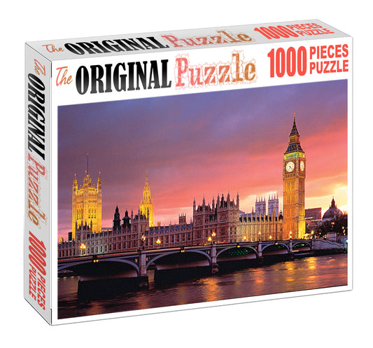 London Clock Tower Wooden 1000 Piece Jigsaw Puzzle Toy For Adults and Kids