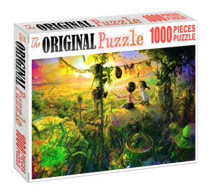 Sibling Watching Sunrise Wooden 1000 Piece Jigsaw Puzzle Toy For Adults and Kids
