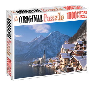 City Near Mountain is Wooden 1000 Piece Jigsaw Puzzle Toy For Adults and Kids