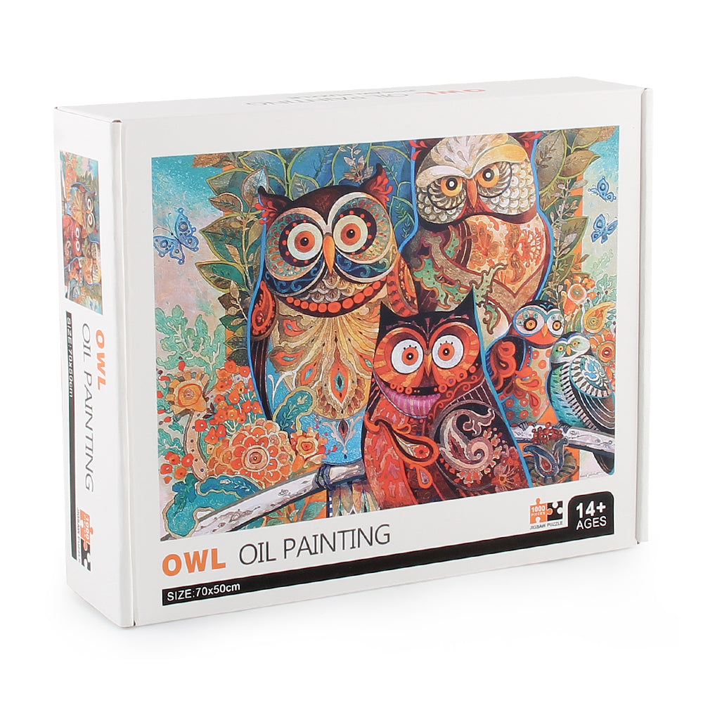 Owl Oil Painting Wooden 1000 Piece Jigsaw Puzzle Toy For Adults and Kids